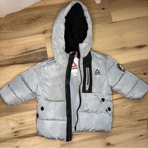Reebok Light Gray and Black Puffer Jacket toddler 12m